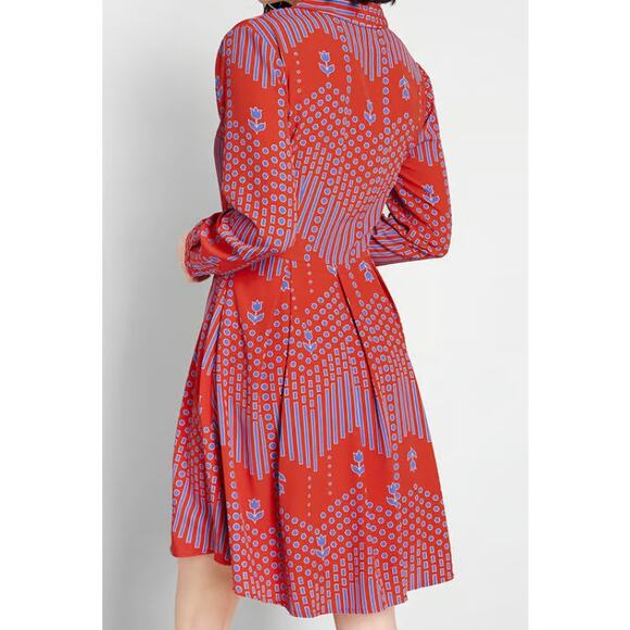 Modcloth Women's Red Pleasant Confidence Tie-Neck Dress Size 8 - Picture 2 of 10